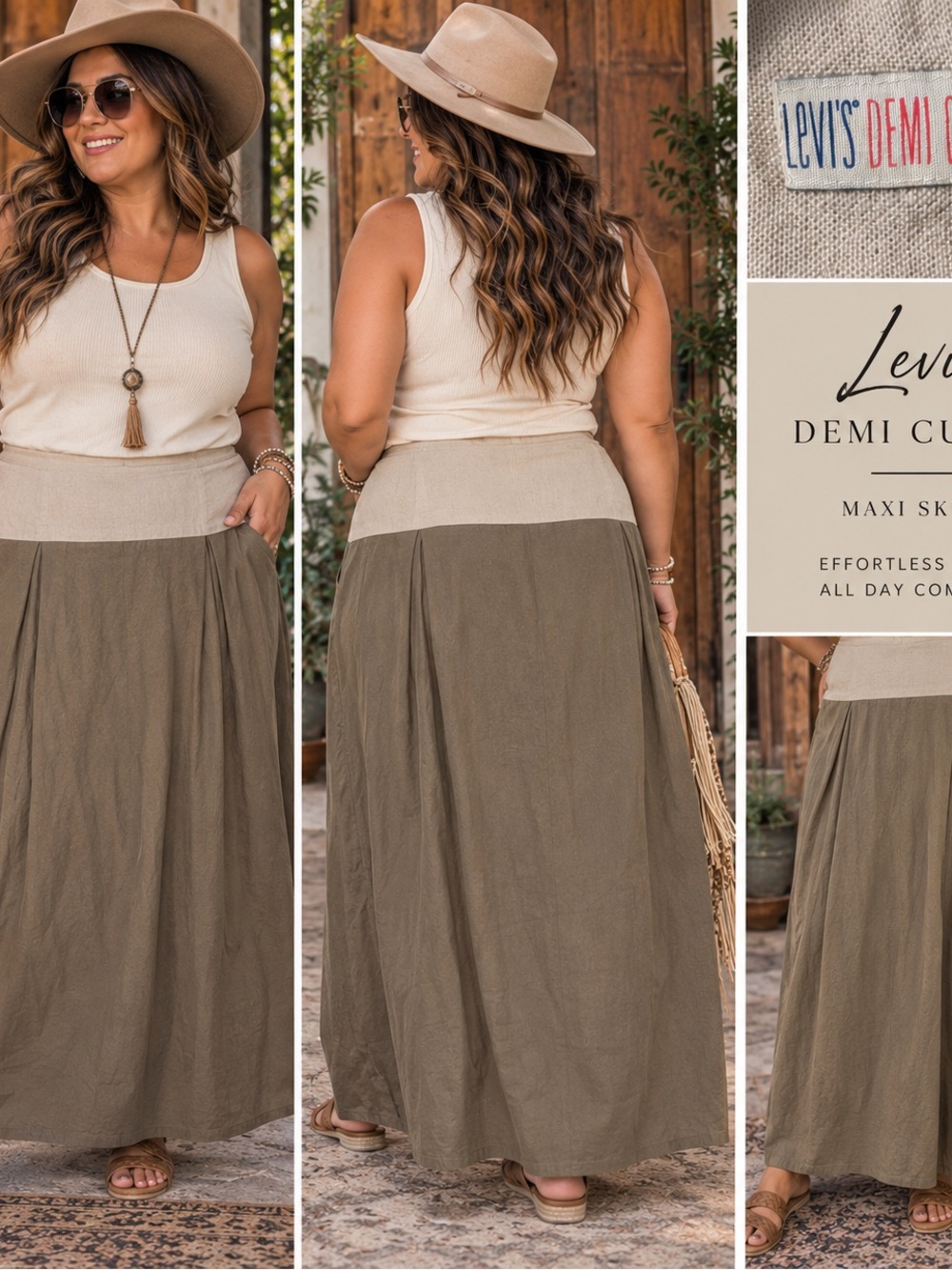 Levi's Maxi Skirt with Cream Waistband